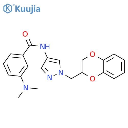 N-[1-(2,3-dihydro-1,4-benzodioxin-3-ylmethyl)pyrazol-4-yl]-3-(dimethylamino)benzamide structure