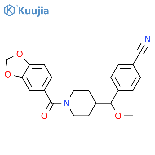 4-({[1-(2H-1,3-benzodioxole-5-carbonyl)piperidin-4-yl]methoxy}methyl)benzonitrile structure
