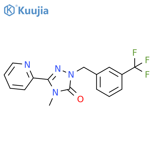 4-methyl-3-(pyridin-2-yl)-1-{[3-(trifluoromethyl)phenyl]methyl}-4,5-dihydro-1H-1,2,4-triazol-5-one structure