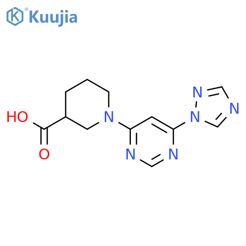 1-6-(1H-1,2,4-triazol-1-yl)pyrimidin-4-ylpiperidine-3-carboxylic acid structure