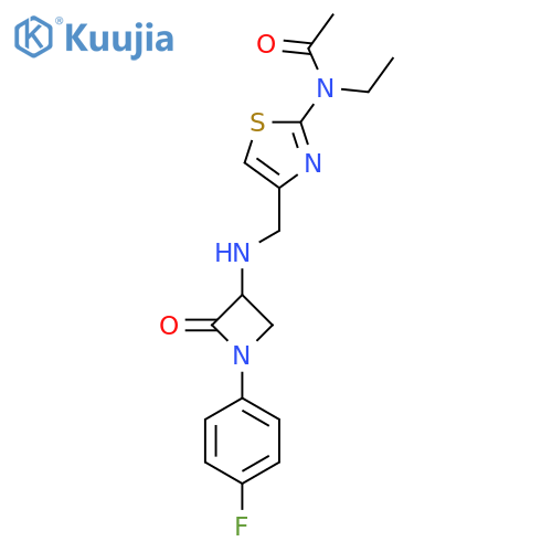 N-ethyl-N-[4-({[1-(4-fluorophenyl)-2-oxoazetidin-3-yl]amino}methyl)-1,3-thiazol-2-yl]acetamide structure
