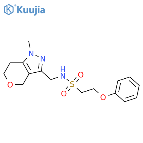 N-({1-methyl-1H,4H,6H,7H-pyrano4,3-cpyrazol-3-yl}methyl)-2-phenoxyethane-1-sulfonamide structure