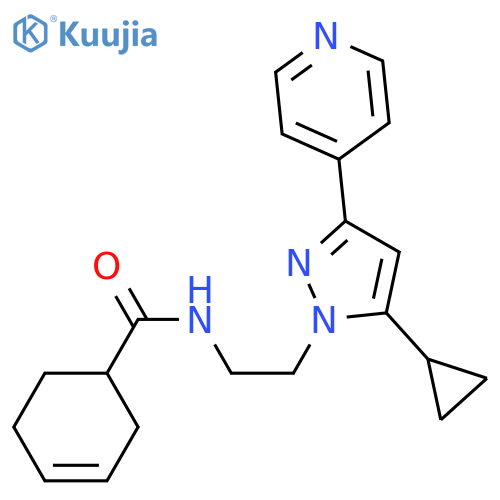 N-{2-[5-cyclopropyl-3-(pyridin-4-yl)-1H-pyrazol-1-yl]ethyl}cyclohex-3-ene-1-carboxamide structure