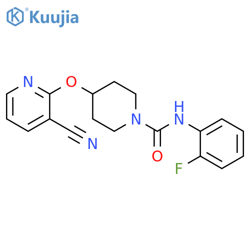 4-[(3-cyanopyridin-2-yl)oxy]-N-(2-fluorophenyl)piperidine-1-carboxamide structure