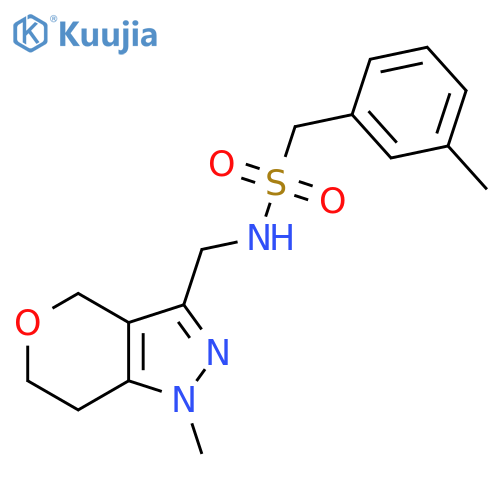 N-({1-methyl-1H,4H,6H,7H-pyrano4,3-cpyrazol-3-yl}methyl)-1-(3-methylphenyl)methanesulfonamide structure