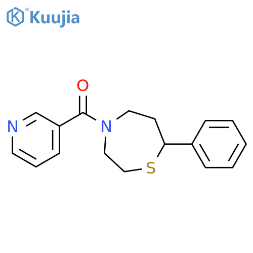 7-phenyl-4-(pyridine-3-carbonyl)-1,4-thiazepane structure