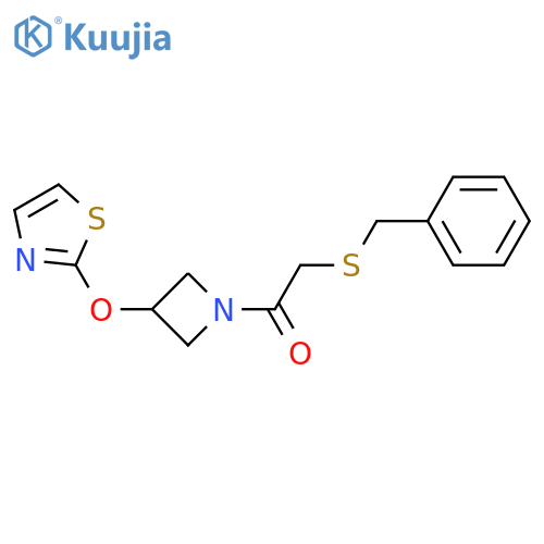 2-benzylsulfanyl-1-[3-(1,3-thiazol-2-yloxy)azetidin-1-yl]ethanone structure