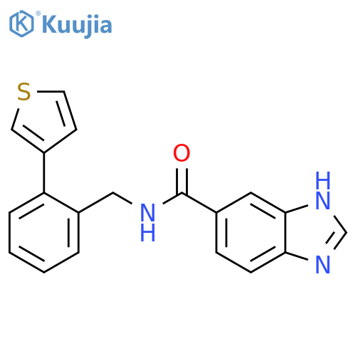 N-(2-(thiophen-3-yl)benzyl)-1H-benzo[d]imidazole-5-carboxamide structure
