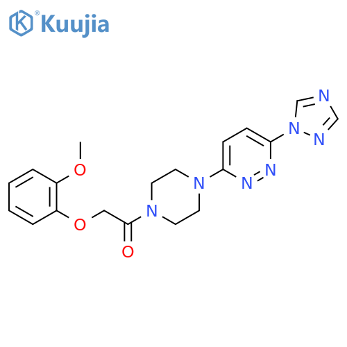 1-(4-(6-(1H-1,2,4-triazol-1-yl)pyridazin-3-yl)piperazin-1-yl)-2-(2-methoxyphenoxy)ethanone structure