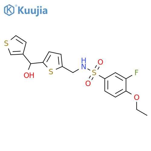 4-ethoxy-3-fluoro-N-({5-[hydroxy(thiophen-3-yl)methyl]thiophen-2-yl}methyl)benzene-1-sulfonamide structure