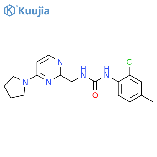 1-(2-chloro-4-methylphenyl)-3-{[4-(pyrrolidin-1-yl)pyrimidin-2-yl]methyl}urea structure