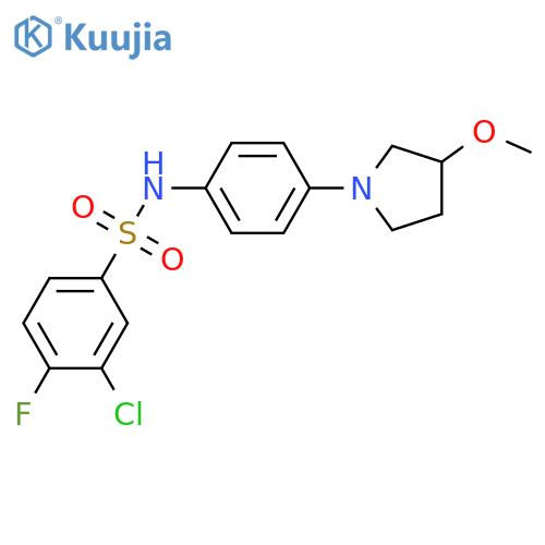 3-chloro-4-fluoro-N-[4-(3-methoxypyrrolidin-1-yl)phenyl]benzene-1-sulfonamide structure