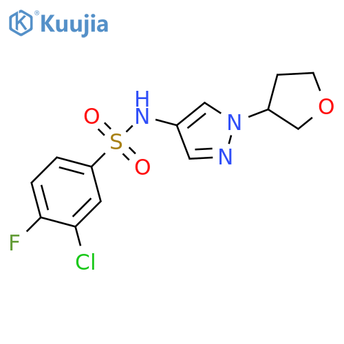3-chloro-4-fluoro-N-[1-(oxolan-3-yl)pyrazol-4-yl]benzenesulfonamide structure