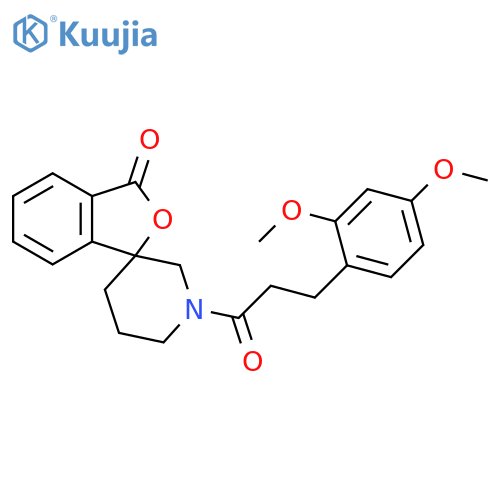 1'-[3-(2,4-dimethoxyphenyl)propanoyl]-3H-spiro[2-benzofuran-1,3'-piperidine]-3-one structure