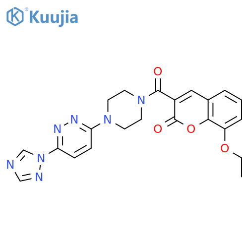 8-ethoxy-3-[4-[6-(1,2,4-triazol-1-yl)pyridazin-3-yl]piperazine-1-carbonyl]chromen-2-one structure