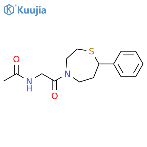 N-[2-oxo-2-(7-phenyl-1,4-thiazepan-4-yl)ethyl]acetamide structure