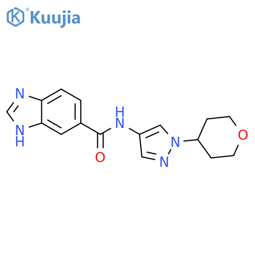 N-[1-(oxan-4-yl)pyrazol-4-yl]-3H-benzimidazole-5-carboxamide structure