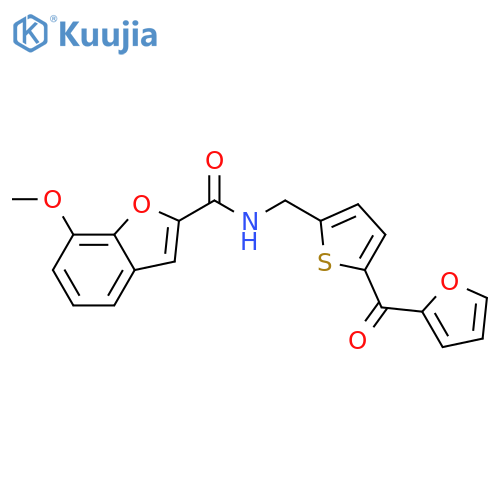 N-{[5-(furan-2-carbonyl)thiophen-2-yl]methyl}-7-methoxy-1-benzofuran-2-carboxamide structure