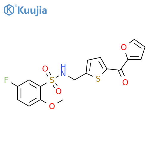 5-fluoro-N-{[5-(furan-2-carbonyl)thiophen-2-yl]methyl}-2-methoxybenzene-1-sulfonamide structure