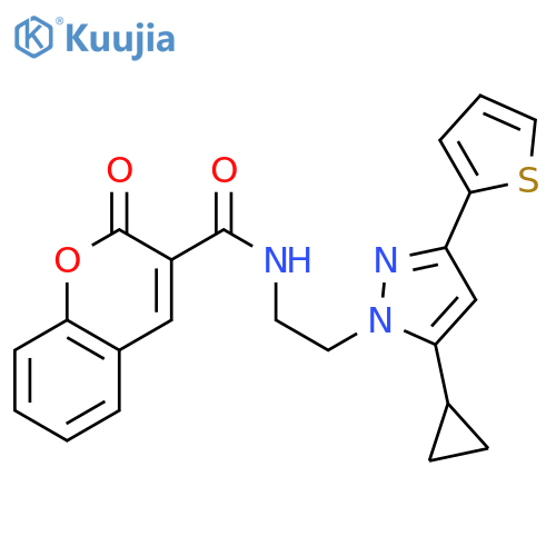 N-{2-[5-cyclopropyl-3-(thiophen-2-yl)-1H-pyrazol-1-yl]ethyl}-2-oxo-2H-chromene-3-carboxamide structure