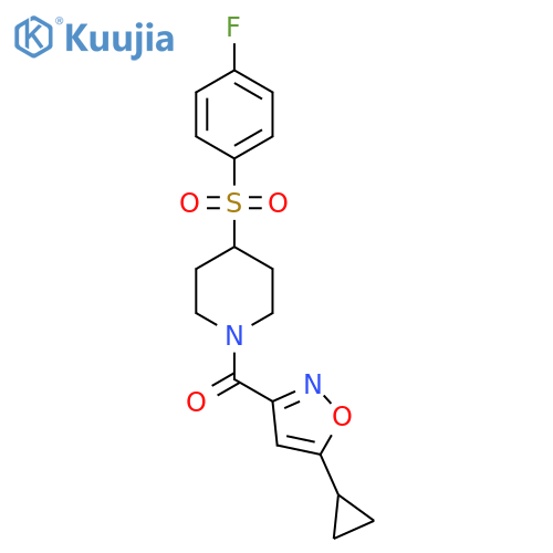 1-(5-cyclopropyl-1,2-oxazole-3-carbonyl)-4-(4-fluorobenzenesulfonyl)piperidine structure