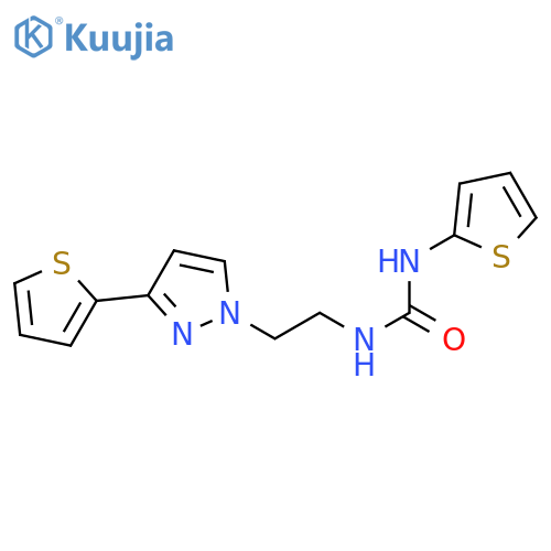 1-(thiophen-2-yl)-3-{2-3-(thiophen-2-yl)-1H-pyrazol-1-ylethyl}urea structure