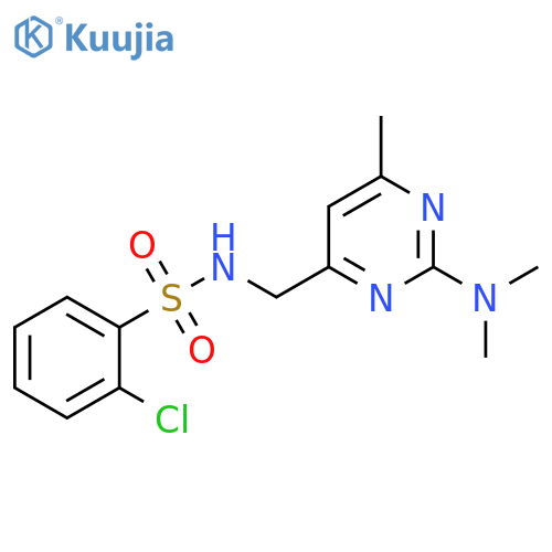 2-chloro-N-{[2-(dimethylamino)-6-methylpyrimidin-4-yl]methyl}benzene-1-sulfonamide structure