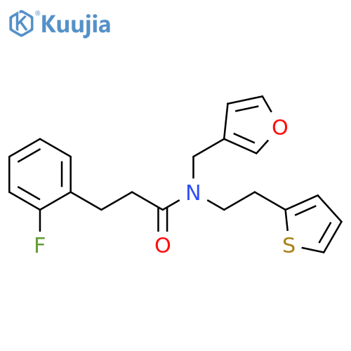 3-(2-fluorophenyl)-N-[(furan-3-yl)methyl]-N-[2-(thiophen-2-yl)ethyl]propanamide structure