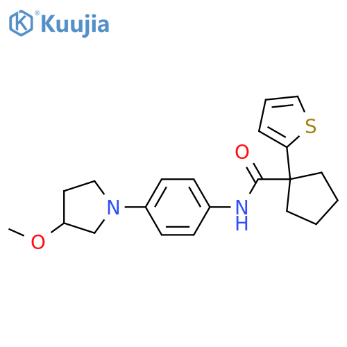 N-[4-(3-methoxypyrrolidin-1-yl)phenyl]-1-(thiophen-2-yl)cyclopentane-1-carboxamide structure