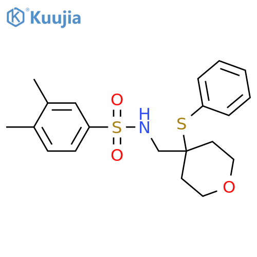 3,4-dimethyl-N-{[4-(phenylsulfanyl)oxan-4-yl]methyl}benzene-1-sulfonamide structure