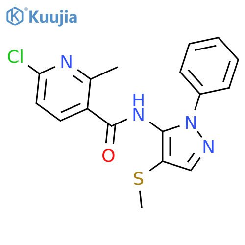 6-chloro-2-methyl-N-[4-(methylsulfanyl)-1-phenyl-1H-pyrazol-5-yl]pyridine-3-carboxamide structure