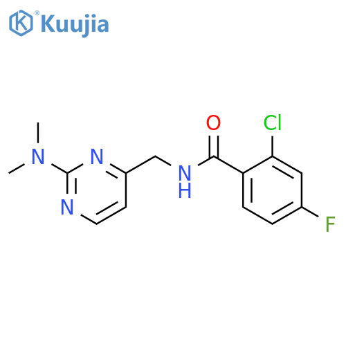 2-chloro-N-{[2-(dimethylamino)pyrimidin-4-yl]methyl}-4-fluorobenzamide structure