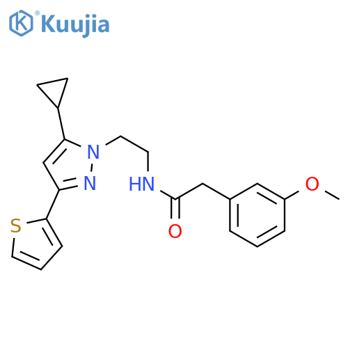 N-{2-[5-cyclopropyl-3-(thiophen-2-yl)-1H-pyrazol-1-yl]ethyl}-2-(3-methoxyphenyl)acetamide structure