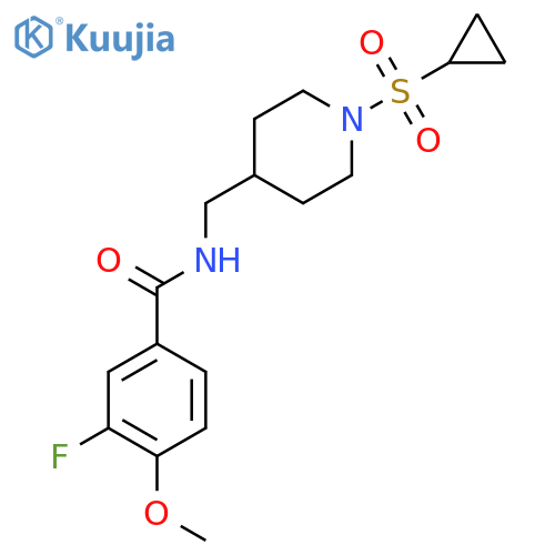 N-{[1-(cyclopropanesulfonyl)piperidin-4-yl]methyl}-3-fluoro-4-methoxybenzamide structure