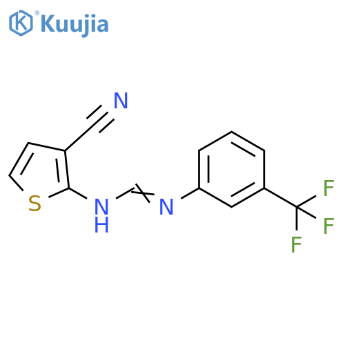 (E)-N'-(3-cyanothiophen-2-yl)-N-[3-(trifluoromethyl)phenyl]methanimidamide structure