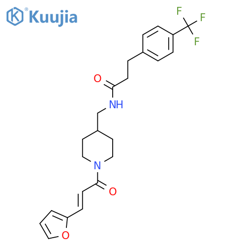N-({1-(2E)-3-(furan-2-yl)prop-2-enoylpiperidin-4-yl}methyl)-3-4-(trifluoromethyl)phenylpropanamide structure