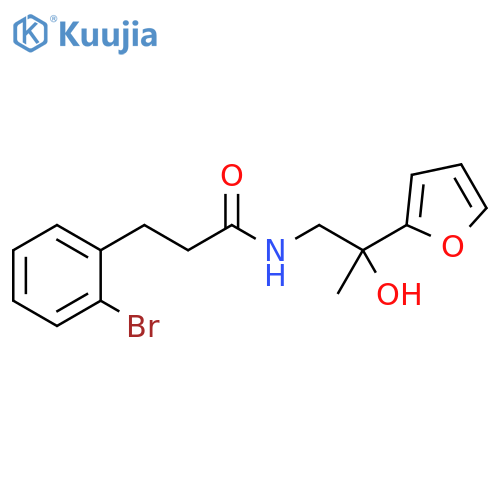 3-(2-bromophenyl)-N-[2-(furan-2-yl)-2-hydroxypropyl]propanamide structure