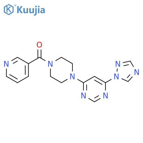 3-Pyridinyl[4-[6-(1H-1,2,4-triazol-1-yl)-4-pyrimidinyl]-1-piperazinyl]methanone structure