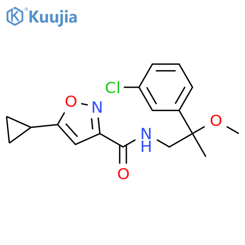 N-[2-(3-chlorophenyl)-2-methoxypropyl]-5-cyclopropyl-1,2-oxazole-3-carboxamide structure