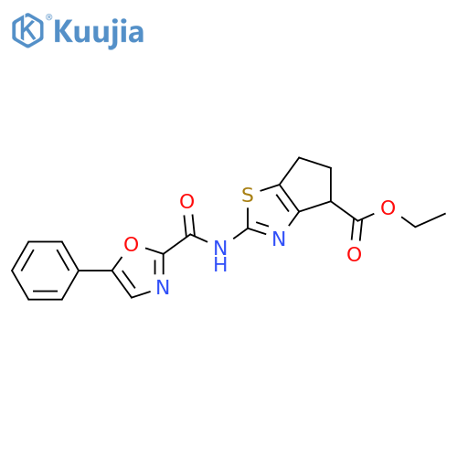 ethyl 2-(5-phenyl-1,3-oxazole-2-amido)-4H,5H,6H-cyclopentad1,3thiazole-4-carboxylate structure