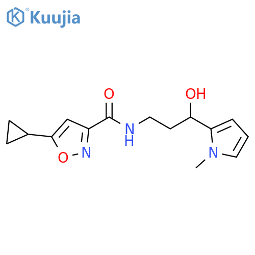 5-cyclopropyl-N-[3-hydroxy-3-(1-methyl-1H-pyrrol-2-yl)propyl]-1,2-oxazole-3-carboxamide structure