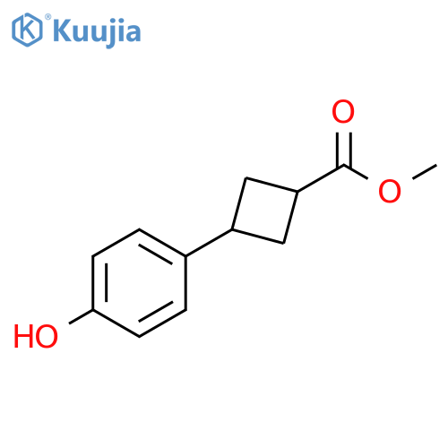 Cyclobutanecarboxylic acid, 3-(4-hydroxyphenyl)-, methyl ester structure