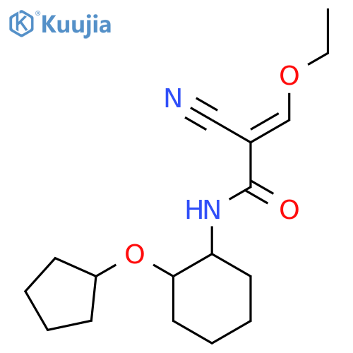 (E)-2-Cyano-N-(2-cyclopentyloxycyclohexyl)-3-ethoxyprop-2-enamide structure