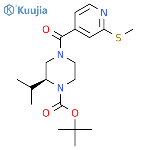 tert-butyl (2S)-4-[2-(methylsulfanyl)pyridine-4-carbonyl]-2-(propan-2-yl)piperazine-1-carboxylate structure