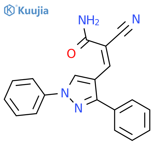 (2E)-2-cyano-3-(1,3-diphenyl-1H-pyrazol-4-yl)prop-2-enamide structure