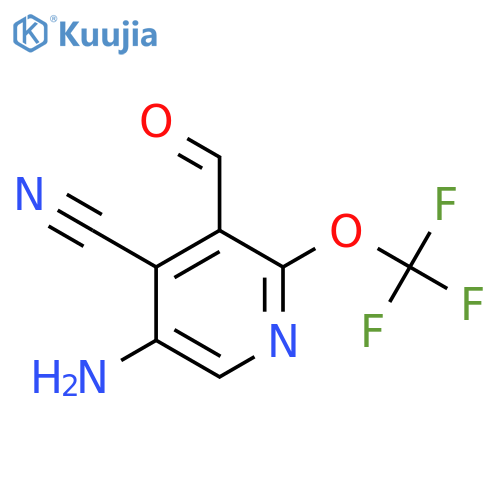 5-Amino-4-cyano-2-(trifluoromethoxy)pyridine-3-carboxaldehyde structure