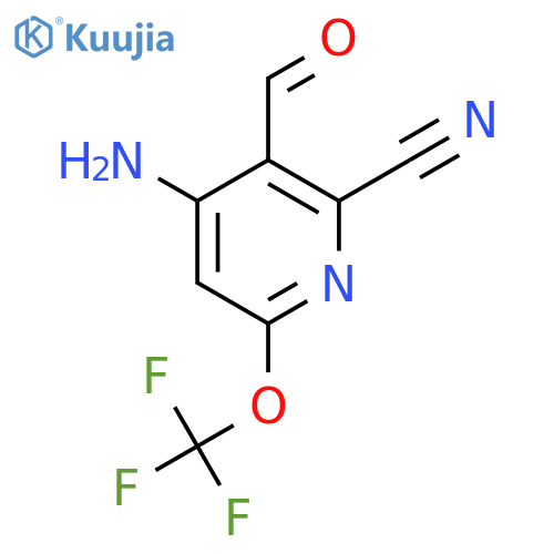 4-Amino-2-cyano-6-(trifluoromethoxy)pyridine-3-carboxaldehyde structure