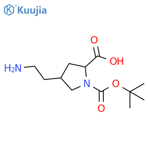 4-(2-Aminoethyl)-1-[(tert-butoxy)carbonyl]pyrrolidine-2-carboxylic acid structure