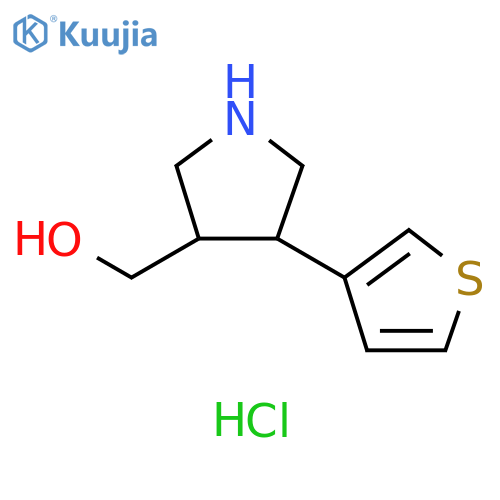 3-Pyrrolidinemethanol, 4-(3-thienyl)-, hydrochloride (1:1) structure