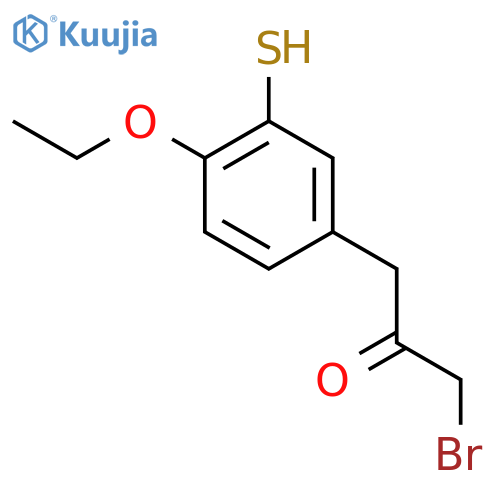 1-Bromo-3-(4-ethoxy-3-mercaptophenyl)propan-2-one structure